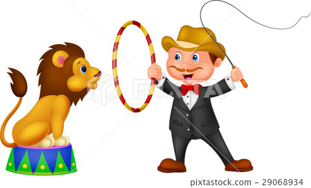 插图素材: lion tamer with lion
