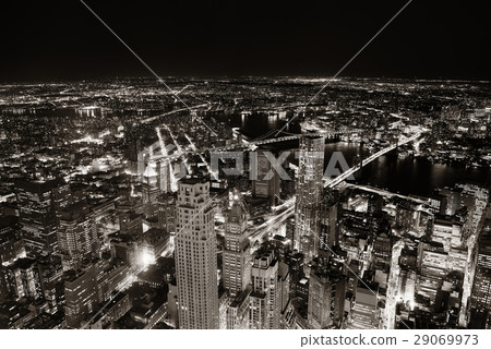 New York City downtown at night 29069973