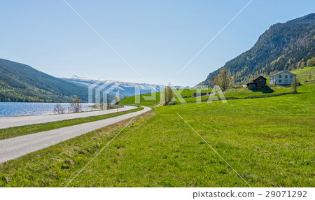 On the road #7 and lake Strandafjorden. 29071292