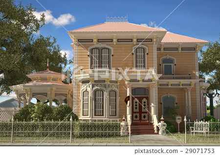 Luxury Victorian style house exterior. 29071753