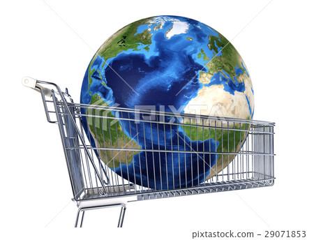 Planet Earth into supermarket trolley. Atlantic view. Souce maps offered by Nasa. Planet Earth into supermarket trolley. Atlantic view. Souce maps offered by Nasa. 29071853