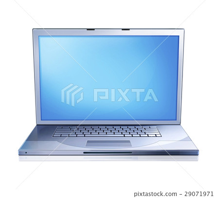 Illustration of a laptop notebook, viewed from the front. 29071971