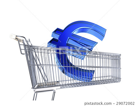 Supermarket trolley with big Euro sign inside it . Supermarket trolley with big Euro sign inside it . 29072002