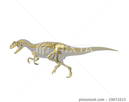 Allosaurus dinosaur silhouette with photo-realistic skeleton. 29072015