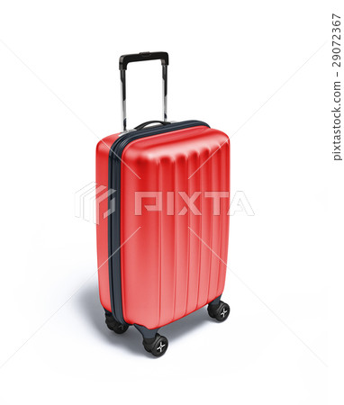 Red Travel suitcase on wheels, on white background. 29072367