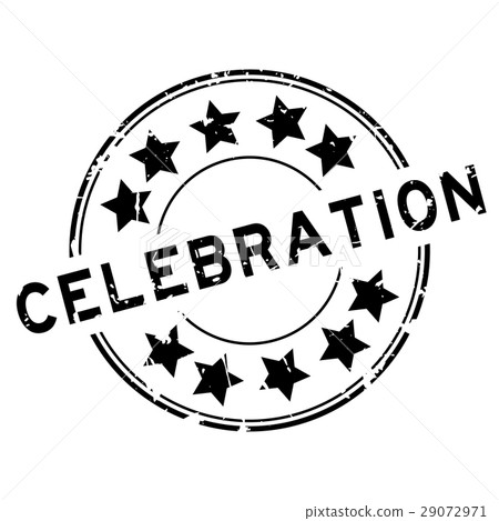 Grunge black celebration round rubber seal stamp Grunge black celebration round rubber seal stamp 29072971