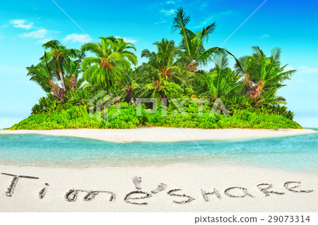 Whole tropical island within atoll in  Ocean.  29073314