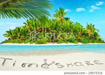 Whole tropical island within atoll in  Ocean.  29073316