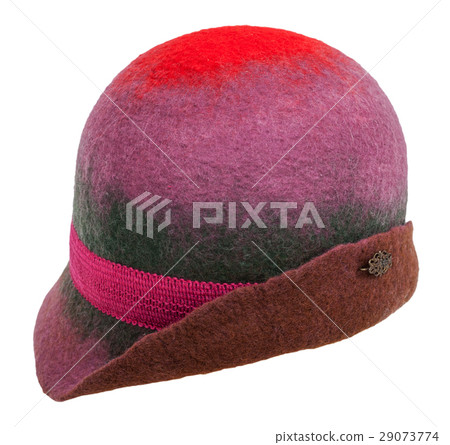 handmade felt cloche hat isolated on white handmade felt cloche hat isolated on white 29073774
