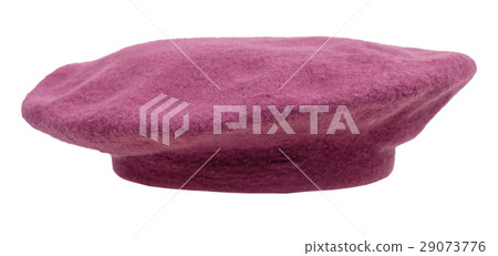side view of handmade felt beret isolated 29073776