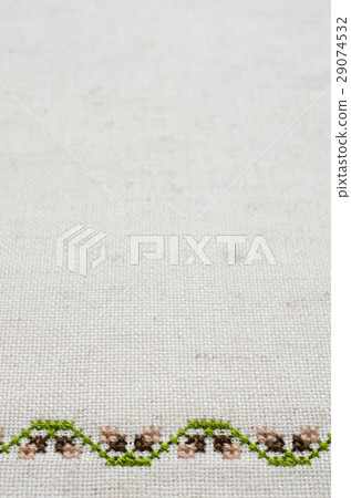 Texture of Beige Linen Fabric with Embroidery. Texture of Beige Linen Fabric with Embroidery. 29074532