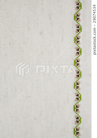 Texture of Beige Linen Fabric with Embroidery. Texture of Beige Linen Fabric with Embroidery. 29074534