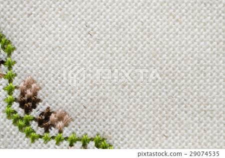 Texture of Beige Linen Fabric with Embroidery. Texture of Beige Linen Fabric with Embroidery. 29074535