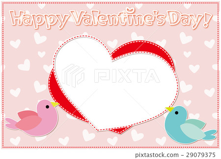 明信片相框鳥和心粉紅色情人節 29079375