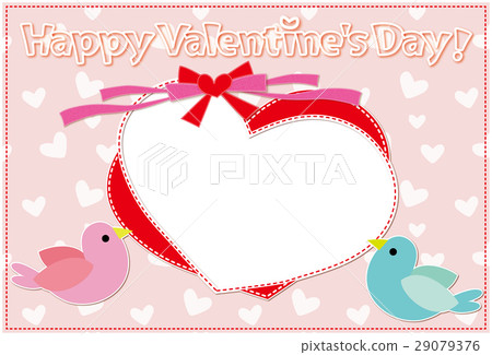 明信片相框鳥和心粉紅色情人節 明信片相框鳥和心粉紅色情人節 29079376