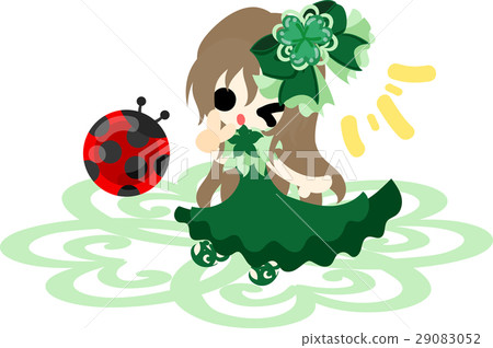Cute girl and clover ribbon 29083052