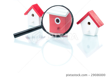 house search concept, house model with magnifying 29086800