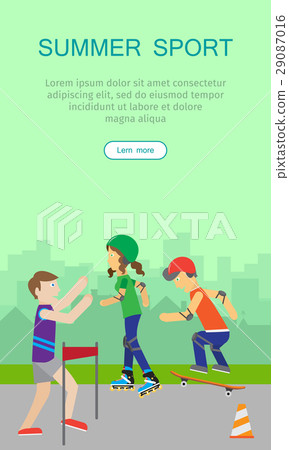 Children Going in for Sport Web Banner Poster. 29087016
