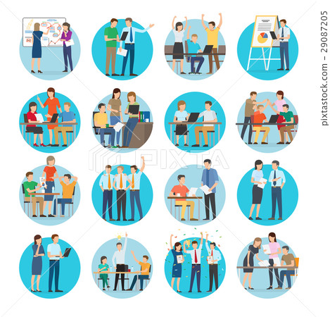 Office Teamworking Process Collection on White 29087205