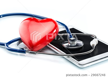 Heart disease research, stethoscope ,heart shape 29087248