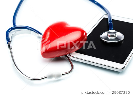 Heart disease research, stethoscope ,heart shape Heart disease research, stethoscope ,heart shape 29087250