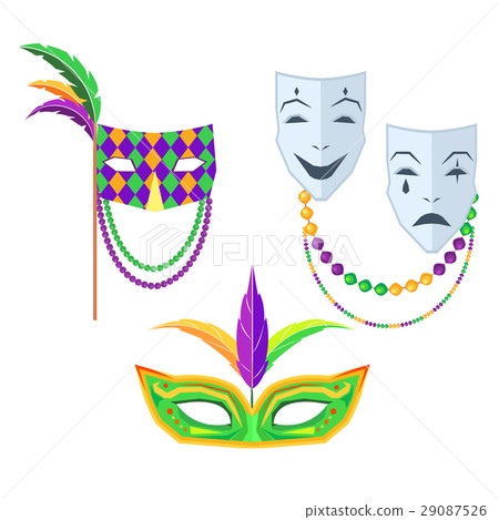 Mardi Gras. Carnival Masks Isolated Illustrations 29087526