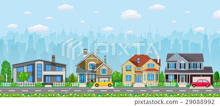 Private suburban houses with car, Private suburban houses with car, 29088992