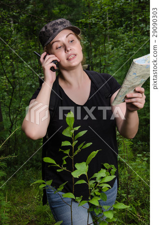 Girl traveling in the forest Girl traveling in the forest 29090303