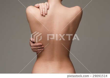 The beautiful woman's body on gray background 29091514