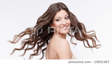 Beautiful Woman with curly brown hair 29091967