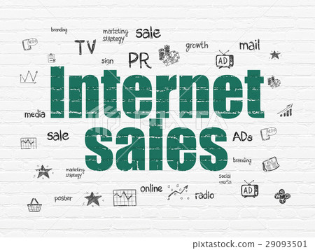 Advertising concept: Internet Sales on wall Advertising concept: Internet Sales on wall 29093501