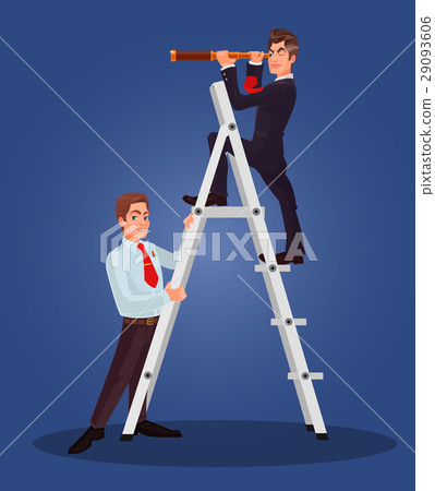 Farsighted businessman boss looks in a spyglass 29093606