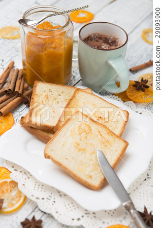 toast bread with jam on vintage wooden table toast bread with jam on vintage wooden table 29093900