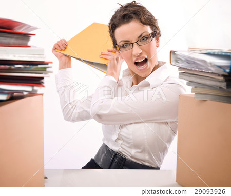 Stressed, upset young employee in the office 29093926