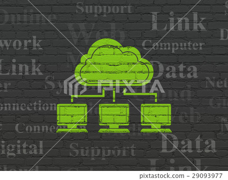 Cloud networking concept: Cloud Network on wall 29093977