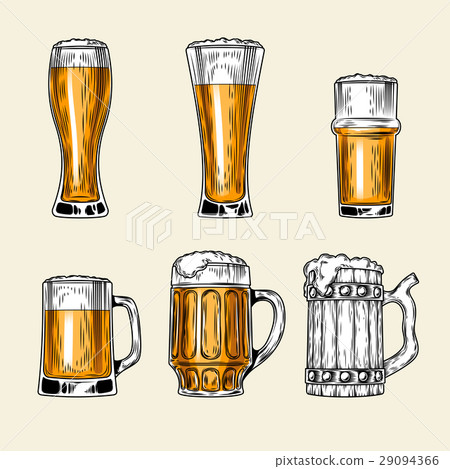 Set of icons full glass beer Set of icons full glass beer 29094366