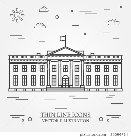 Vector thin line icon White house. 29094714