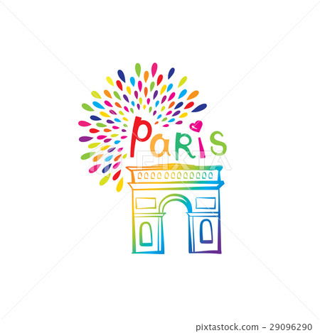 Paris sign Triumph Arch landmark. Travel France 29096290