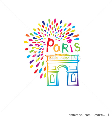 Paris sign Triumph Arch landmark. Travel France 29096291