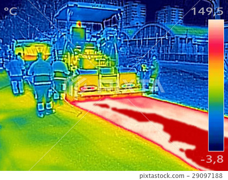 thermovision image Workers on Asphalting Road 29097188