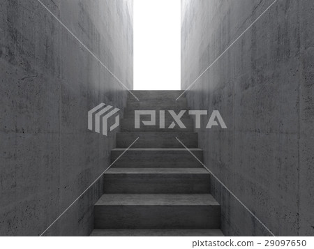 Stairway goes up to the glowing white door 29097650