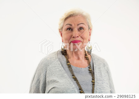 Isolated woman looking up. Isolated woman looking up. 29098125