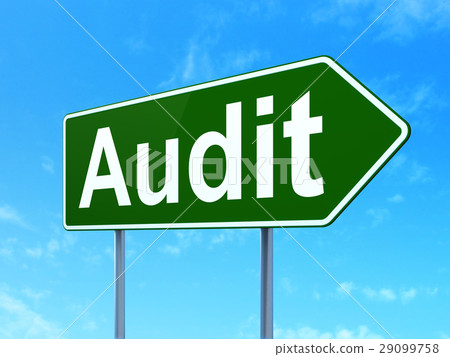 Business concept: Audit on road sign background Business concept: Audit on road sign background 29099758