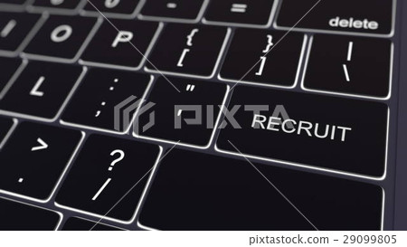 Black computer keyboard and glowing recruit key Black computer keyboard and glowing recruit key 29099805