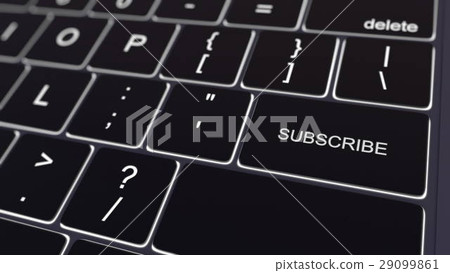 Black computer keyboard and glowing subscribe key Black computer keyboard and glowing subscribe key 29099861