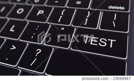 Black computer keyboard and glowing test key 29099867