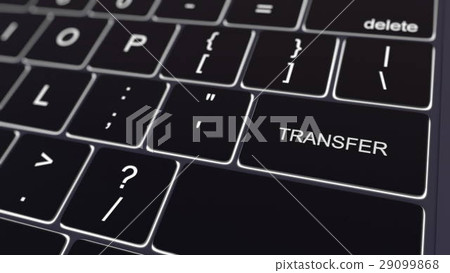 Black computer keyboard and glowing transfer key 29099868