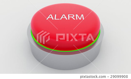 Big red button with alarm inscription being pushed 29099908