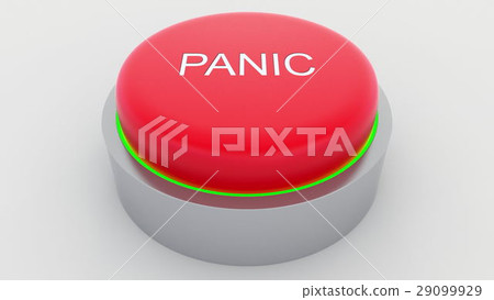 Big red button with panic inscription being pushed Big red button with panic inscription being pushed 29099929