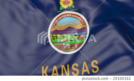 Waving flag of Kansas state. 3D rendering 29100162